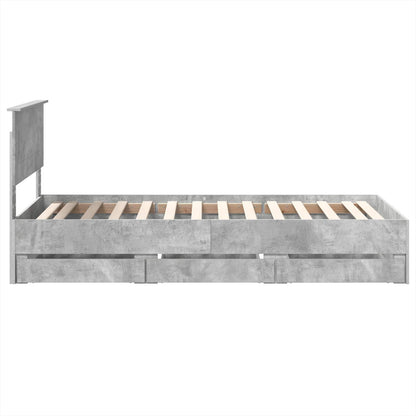 Bettrahmen mit Kopfteil Beton Grau 100 x 200 cm Ingenieurs Holz