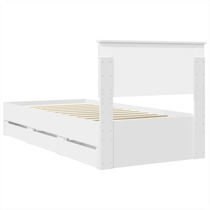 vidaXL Bettrahmen mit Schubladen Weiß 90 x 190 cm Ingenieurs Holz