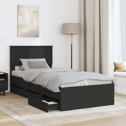 vidaXL Bettrahmen mit Schubladen Schwarz 90 x 190 cm Ingenieurs Holz
