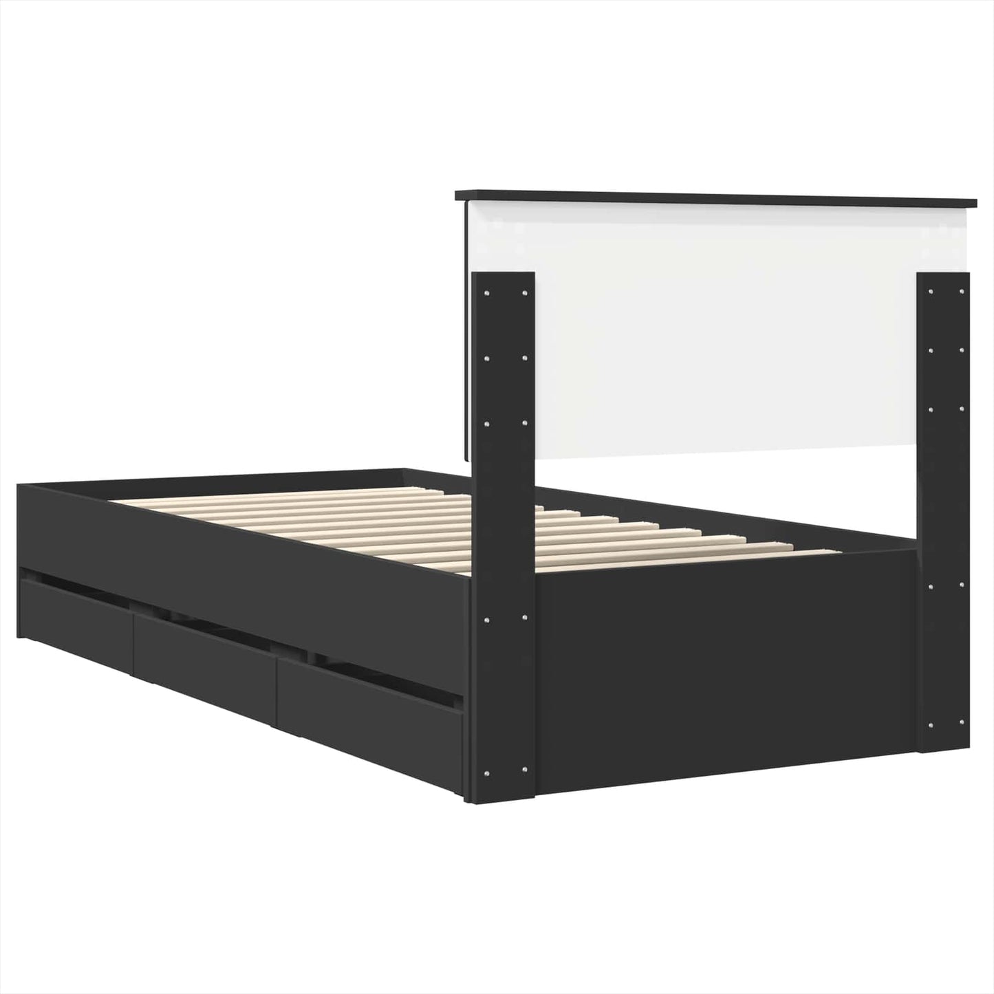 vidaXL Bettrahmen mit Schubladen Schwarz 90 x 190 cm Ingenieurs Holz