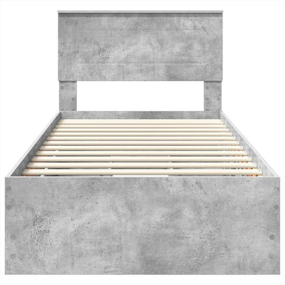 vidaXL Bettrahmen mit Kopfteil Beton Grau 90 x 190 cm Ingenieurs Holz