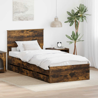 vidaXL Bettrahmen Geräucherte Eiche 90 x 190 cm Ingenieurs Holz