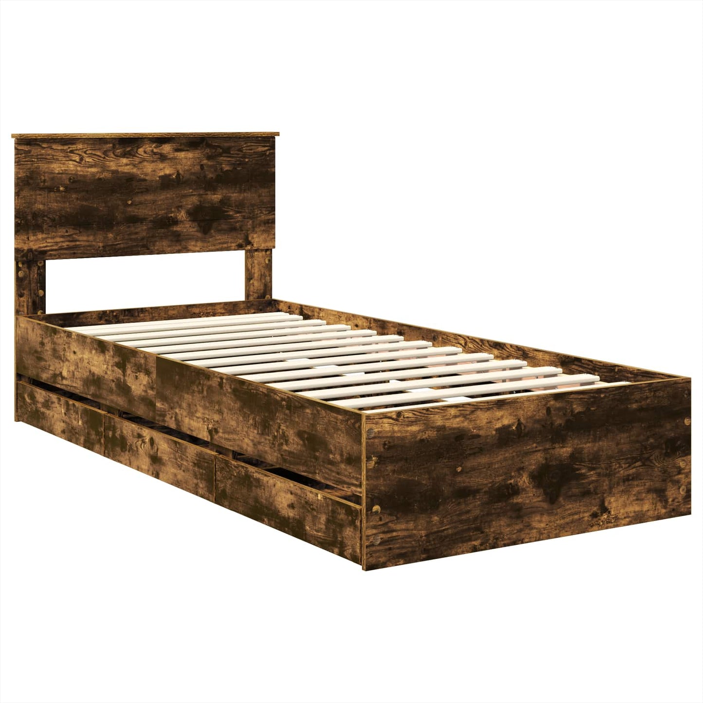 vidaXL Bettrahmen Geräucherte Eiche 90 x 190 cm Ingenieurs Holz