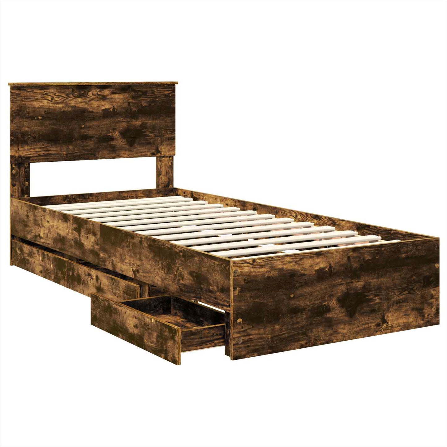 vidaXL Bettrahmen Geräucherte Eiche 90 x 190 cm Ingenieurs Holz