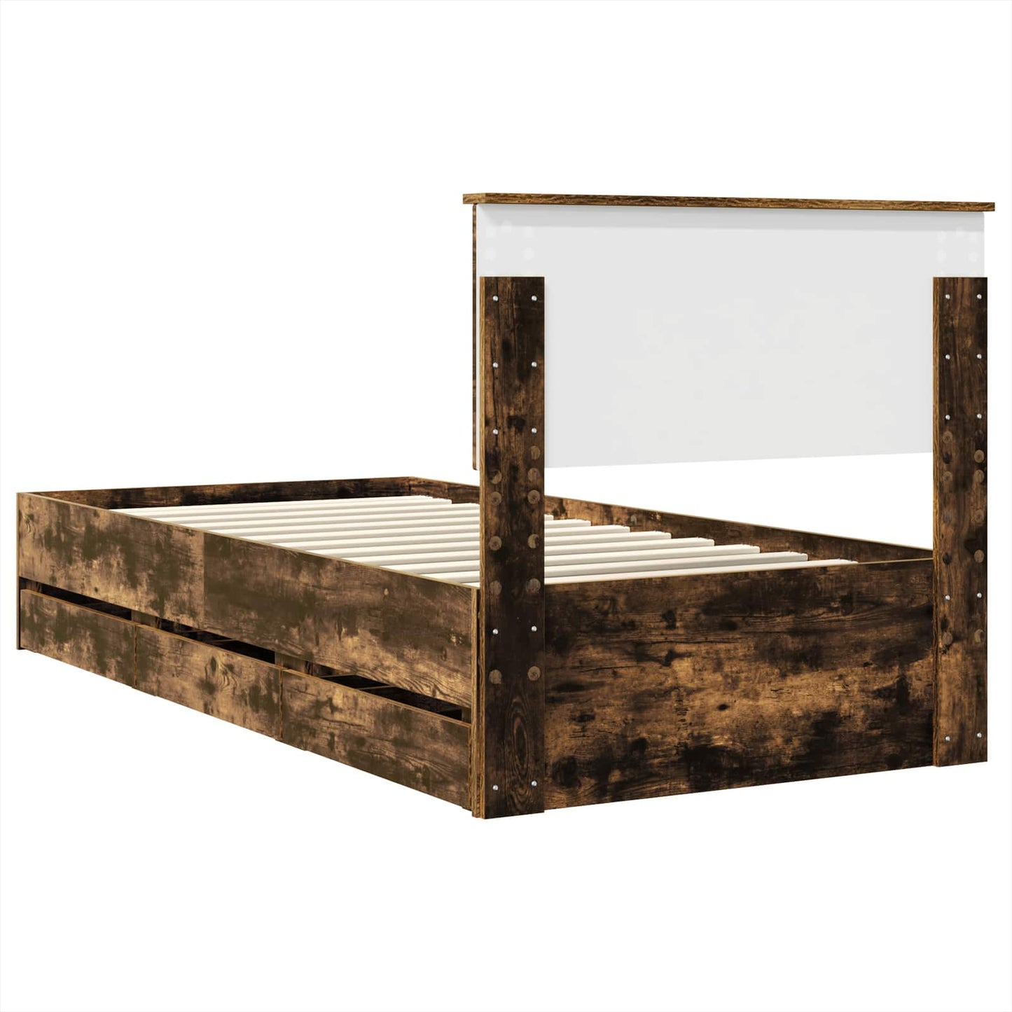 vidaXL Bettrahmen Geräucherte Eiche 90 x 190 cm Ingenieurs Holz
