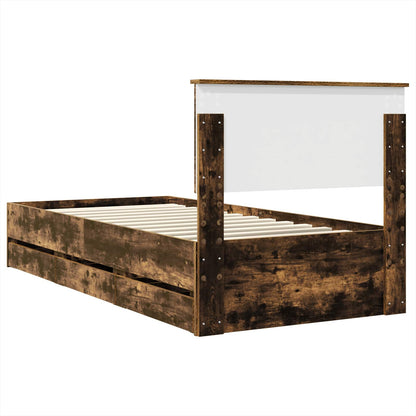 vidaXL Bettrahmen Geräucherte Eiche 90 x 190 cm Ingenieurs Holz