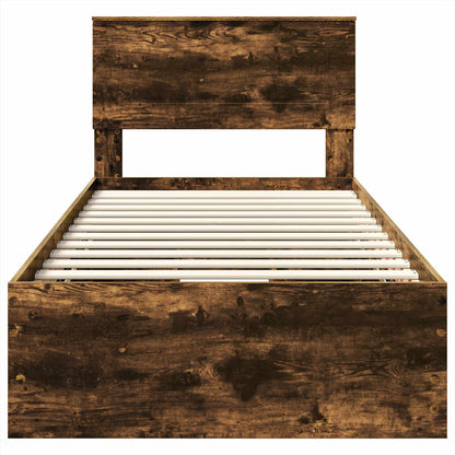 vidaXL Bettrahmen Geräucherte Eiche 90 x 190 cm Ingenieurs Holz