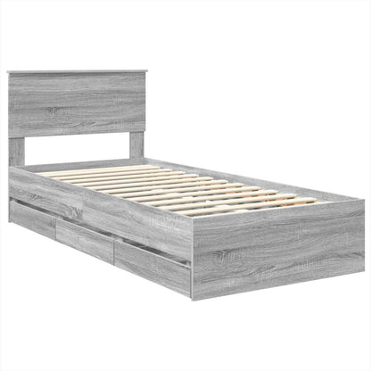 vidaXL Bettrahmen Graues Sonoma 90 x 190 cm Ingenieurs Holz