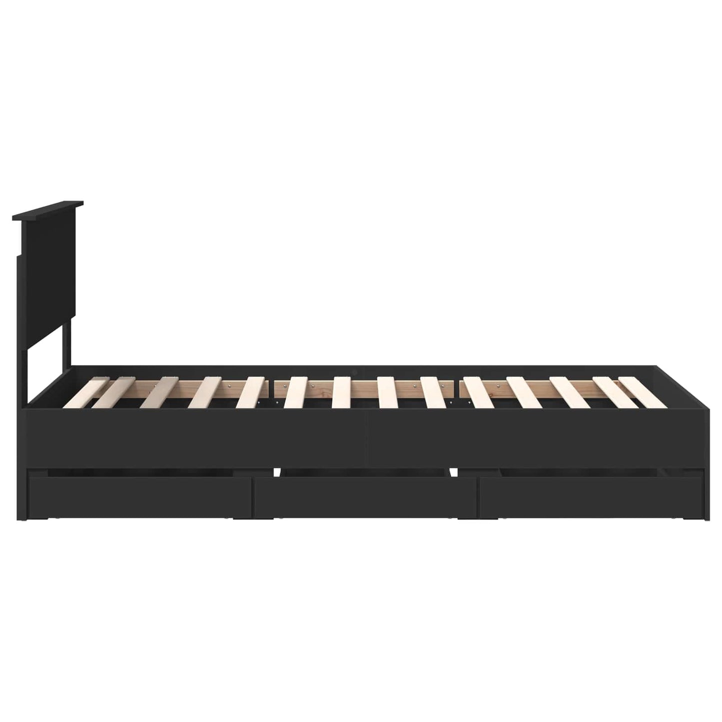 vidaXL Bettrahmen mit Schubladen Schwarz 90 x 200 cm Ingenieurs Holz