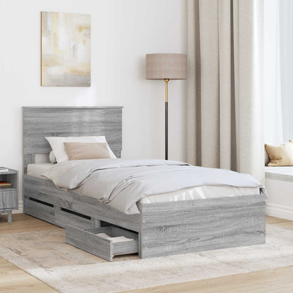 vidaXL Bettrahmen Graues Sonoma 90 x 200 cm Ingenieurs Holz