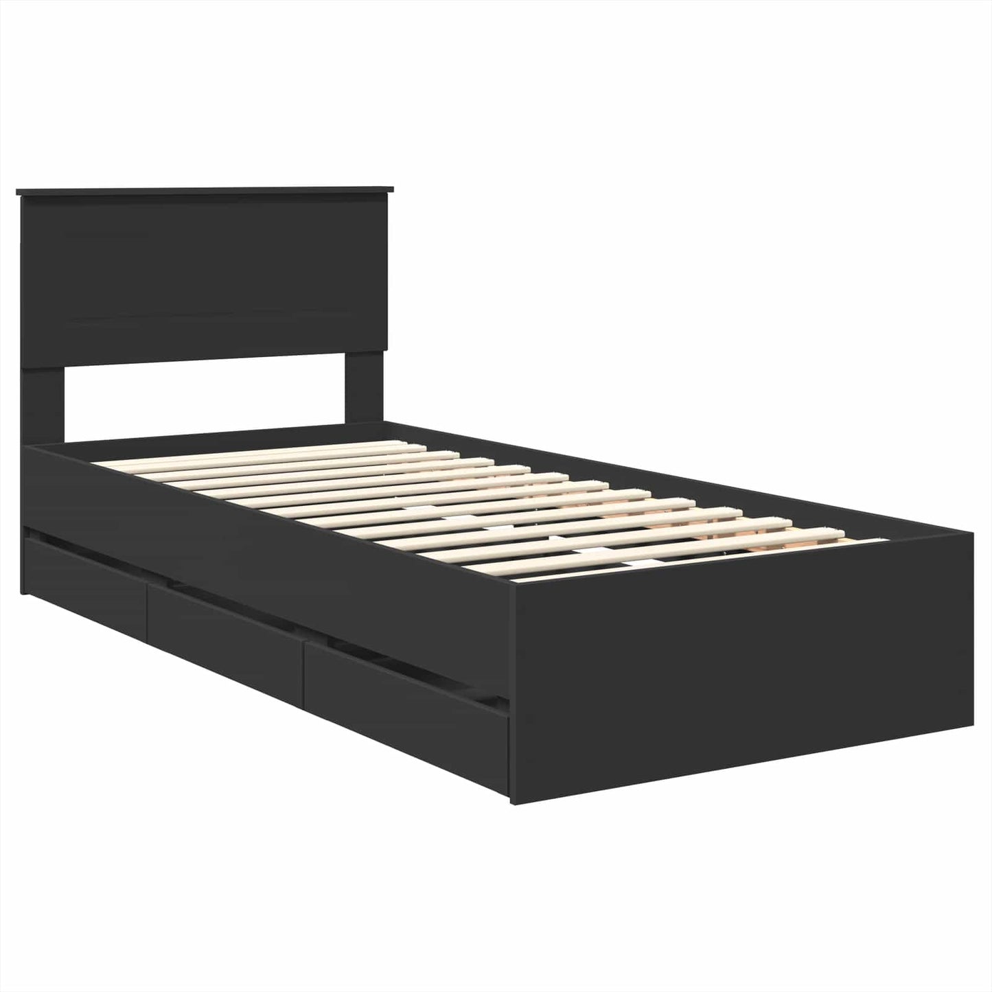 vidaXL Bettrahmen mit Schubladen Schwarz 75 x 190 cm Ingenieurs Holz