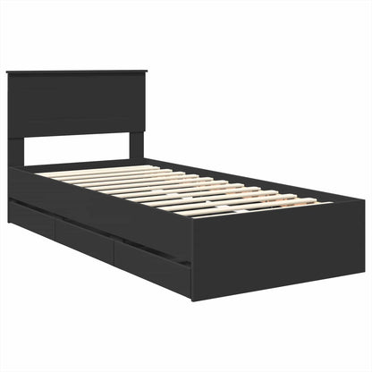 vidaXL Bettrahmen mit Schubladen Schwarz 75 x 190 cm Ingenieurs Holz