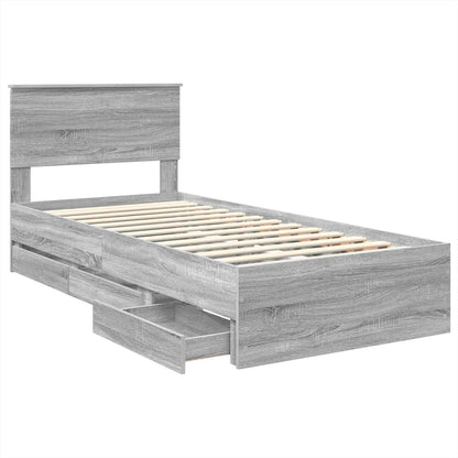 vidaXL Cadre de lit bois d'ingénierie gris Sonoma 75 x 190 cm