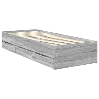 vidaXL Cadre de lit bois d'ingénierie gris Sonoma 75 x 190 cm