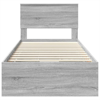 vidaXL Cadre de lit bois d'ingénierie gris Sonoma 75 x 190 cm