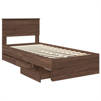 Bettrahmen Braun Eichen-Optik 75 x 190 cm Ingenieurs Holz