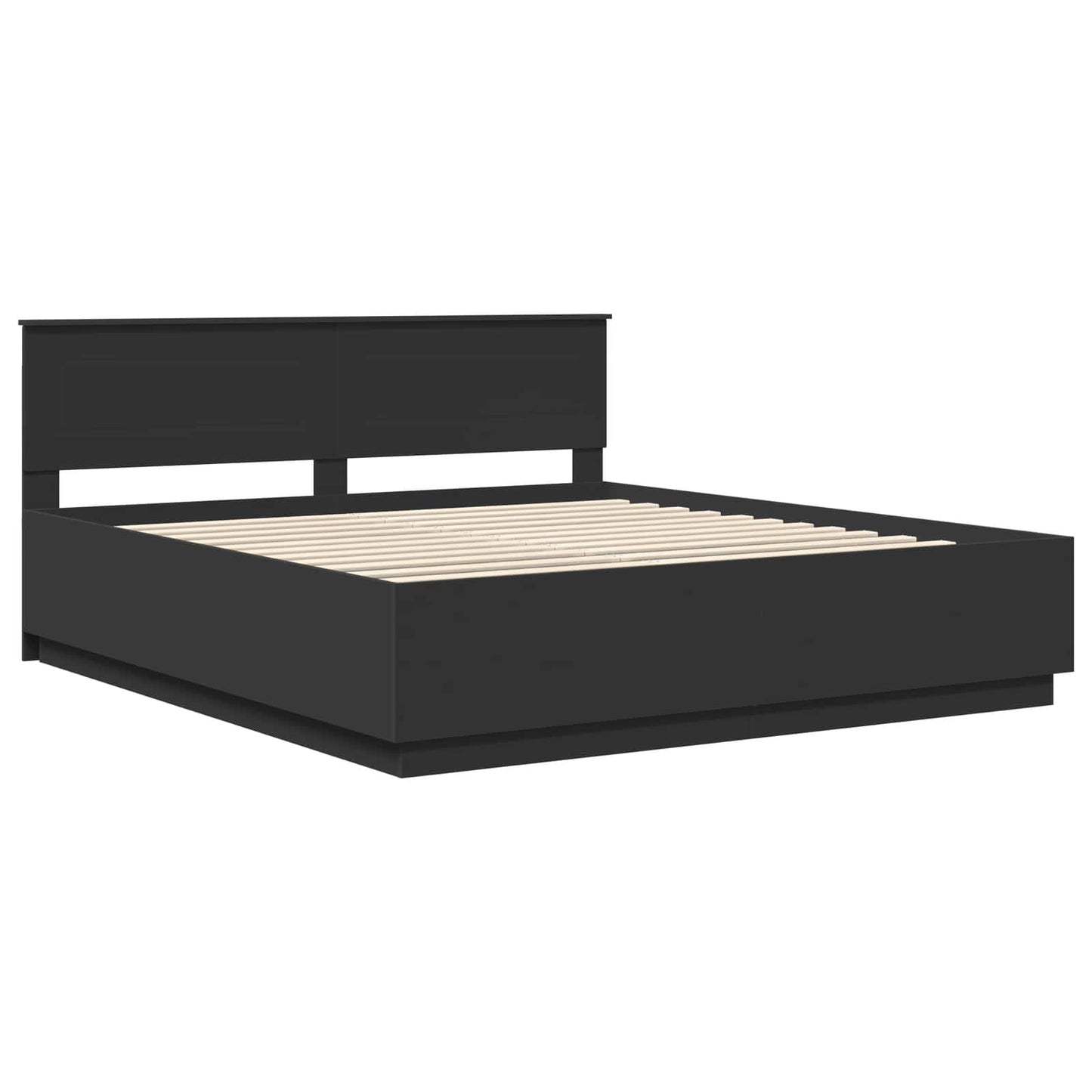 vidaXL Cadre de lit avec tête de lit Noir 200 x 200 cm Bois d'ingénierie
