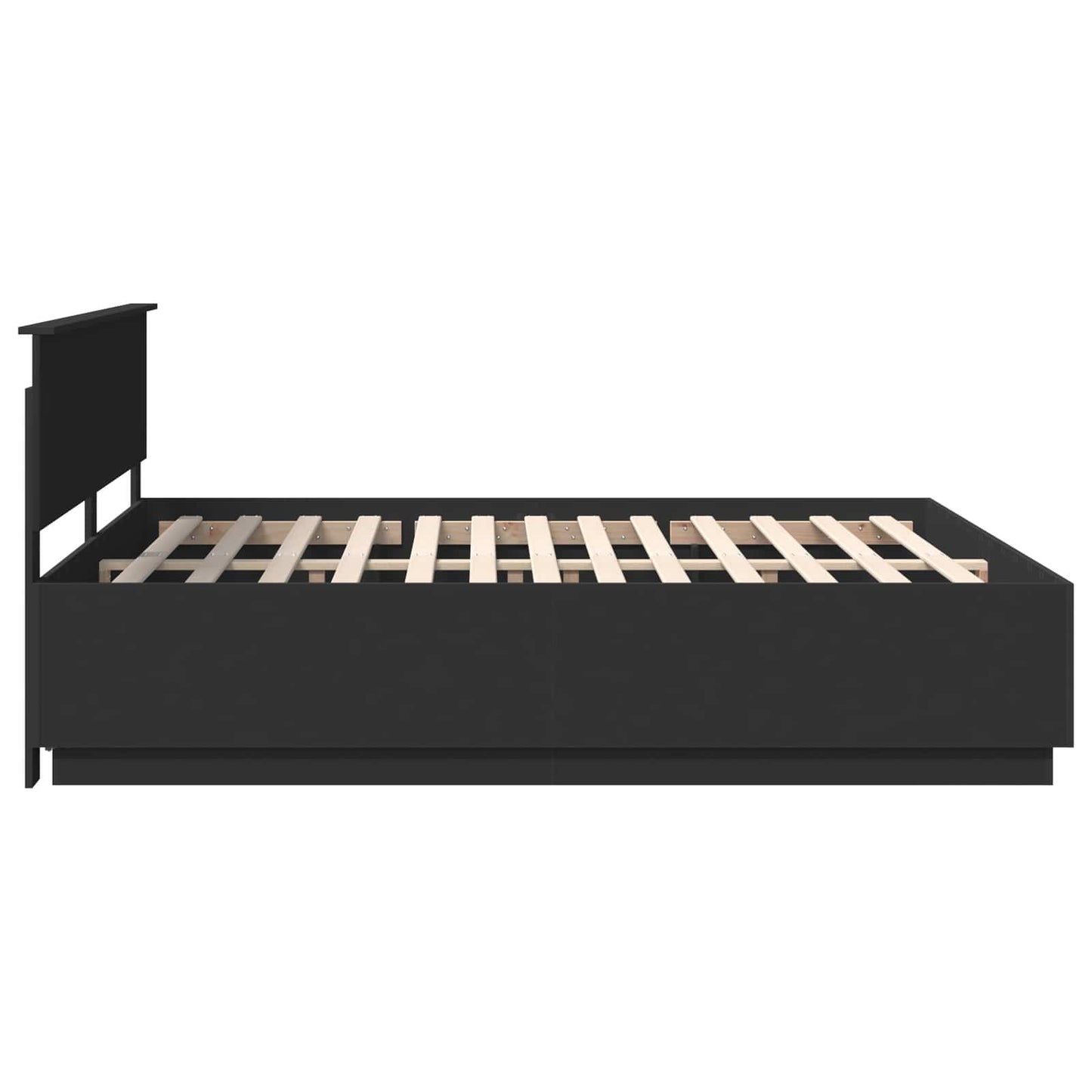 vidaXL Cadre de lit avec tête de lit Noir 200 x 200 cm Bois d'ingénierie