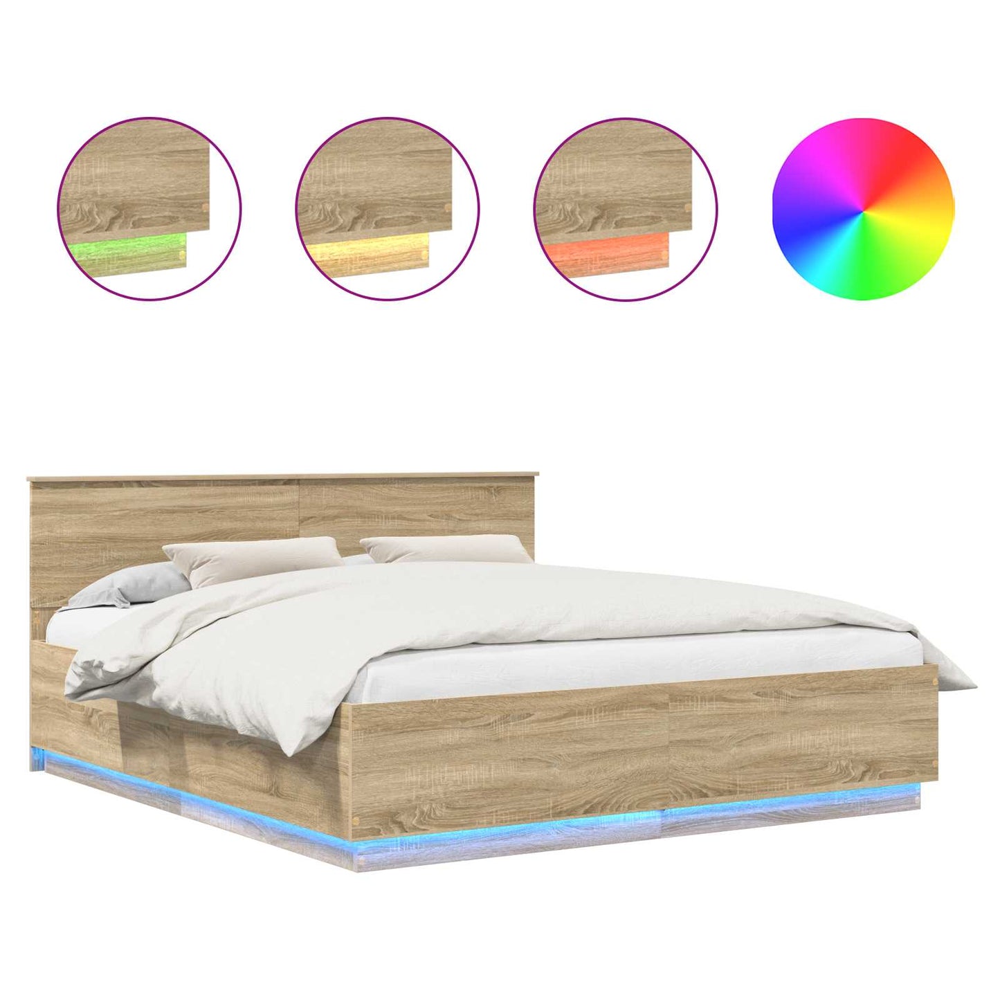 vidaXL Cadre de lit avec tête de lit chêne Sonoma 200 x 200 cm Bois d'ingénierie