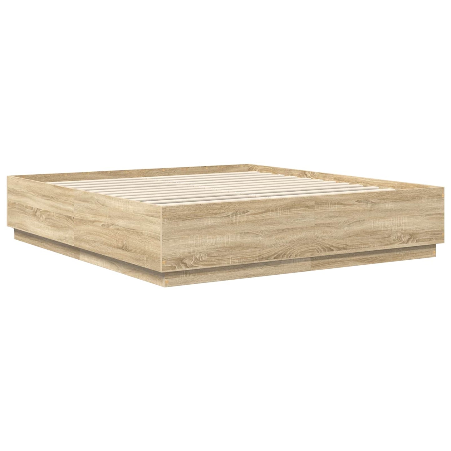 vidaXL Cadre de lit avec tête de lit chêne Sonoma 200 x 200 cm Bois d'ingénierie
