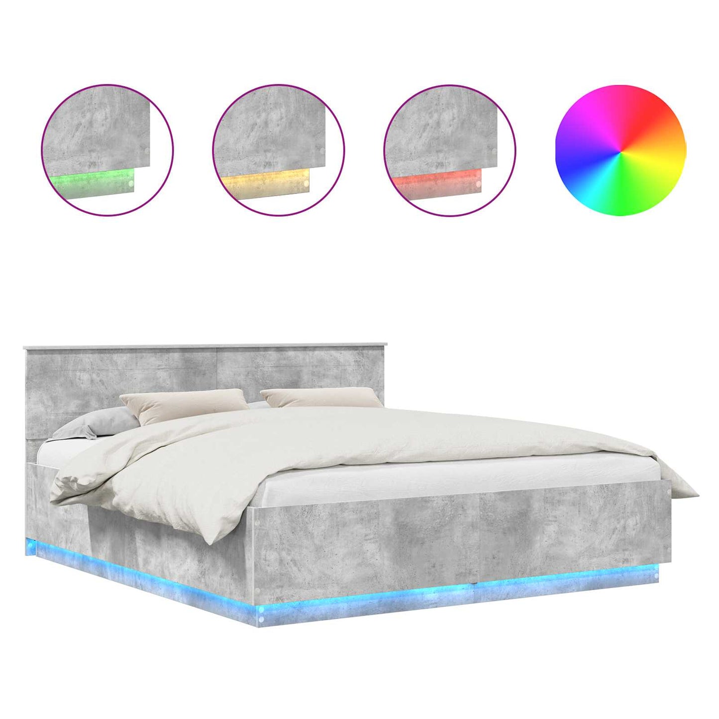 Bettrahmen mit Kopfteil Beton Grau 200 x 200 cm Holzwerkstoff