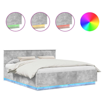 Bettrahmen mit Kopfteil Beton Grau 200 x 200 cm Holzwerkstoff