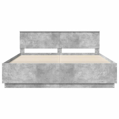 Bettrahmen mit Kopfteil Beton Grau 200 x 200 cm Holzwerkstoff