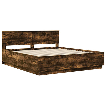 vidaXL Cadre de lit Chêne fumé 200 x 200 cm Bois d'ingénierie