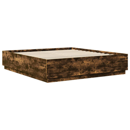 vidaXL Cadre de lit Chêne fumé 200 x 200 cm Bois d'ingénierie