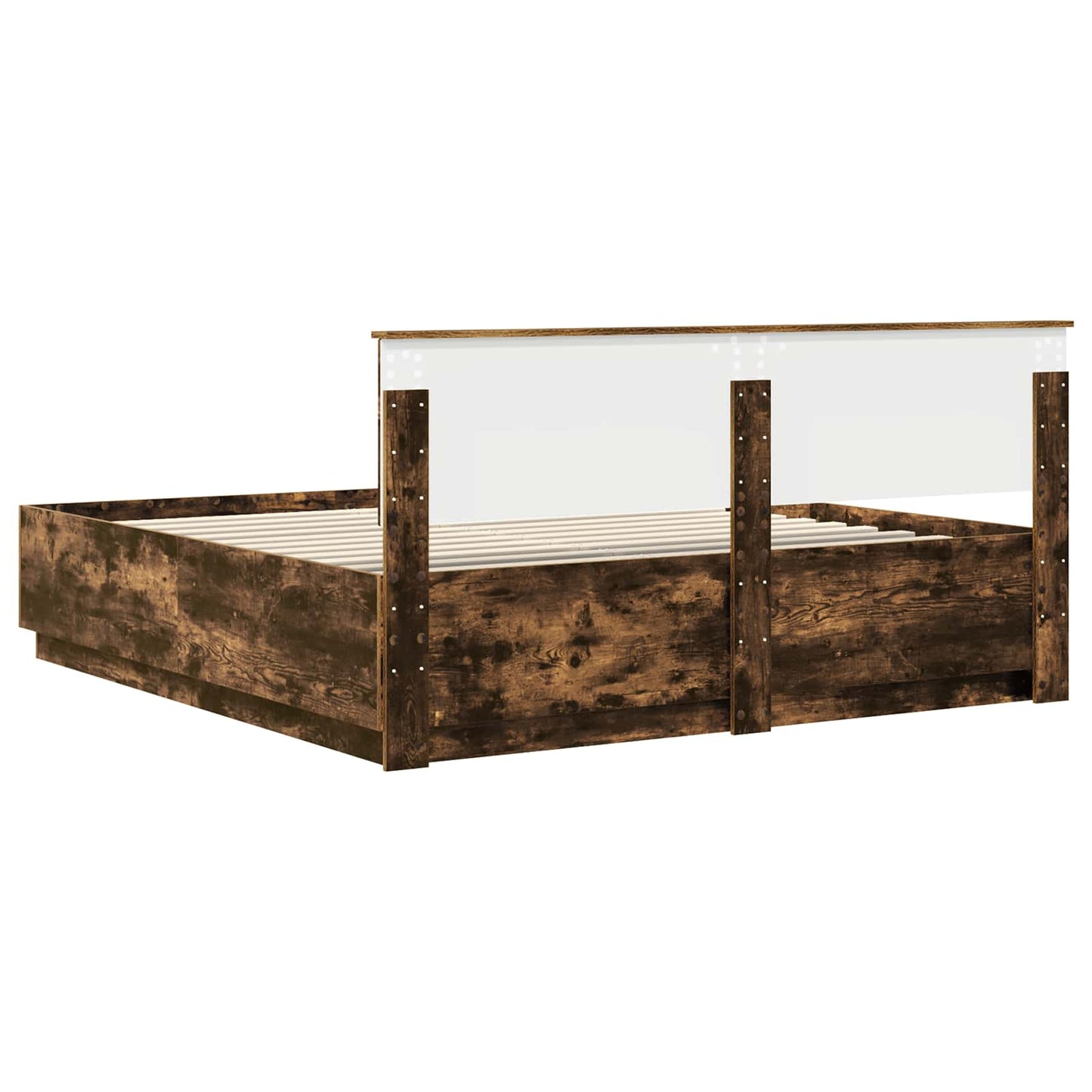 vidaXL Cadre de lit Chêne fumé 200 x 200 cm Bois d'ingénierie