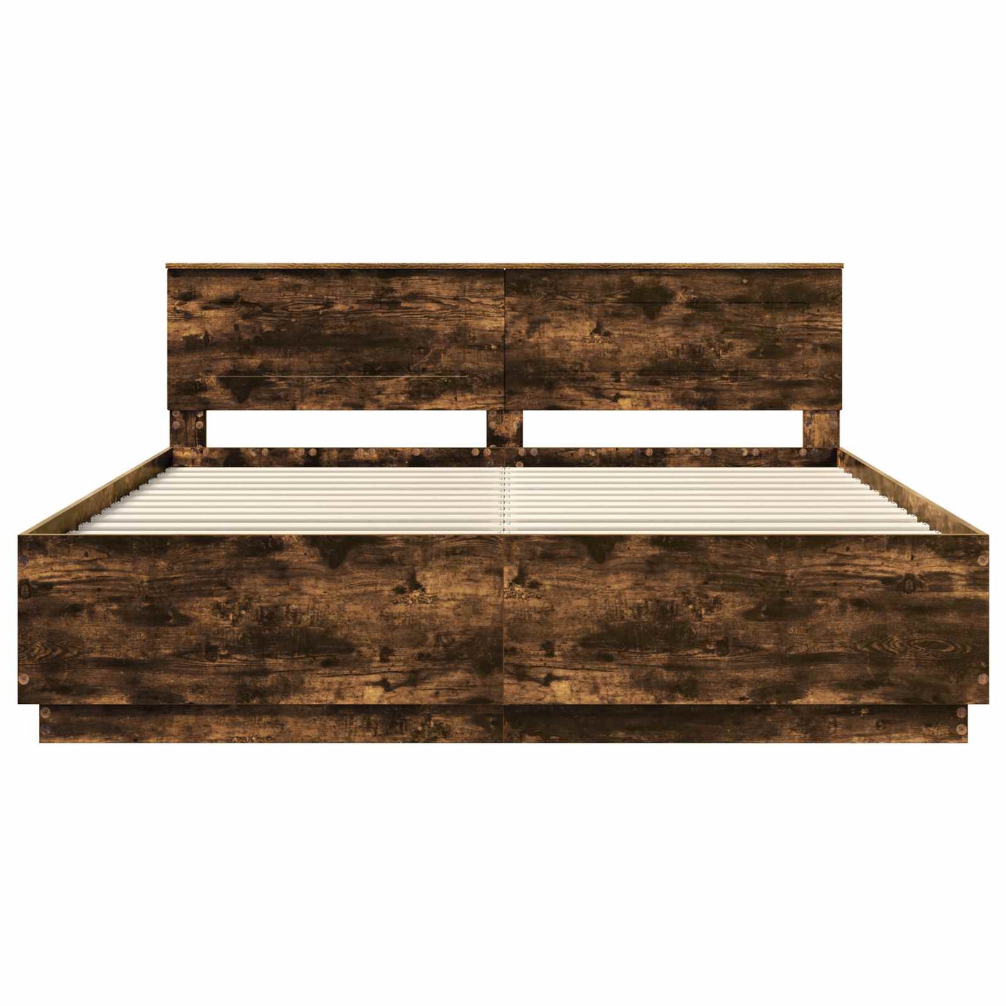 vidaXL Cadre de lit Chêne fumé 200 x 200 cm Bois d'ingénierie