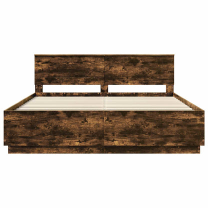 vidaXL Cadre de lit Chêne fumé 200 x 200 cm Bois d'ingénierie