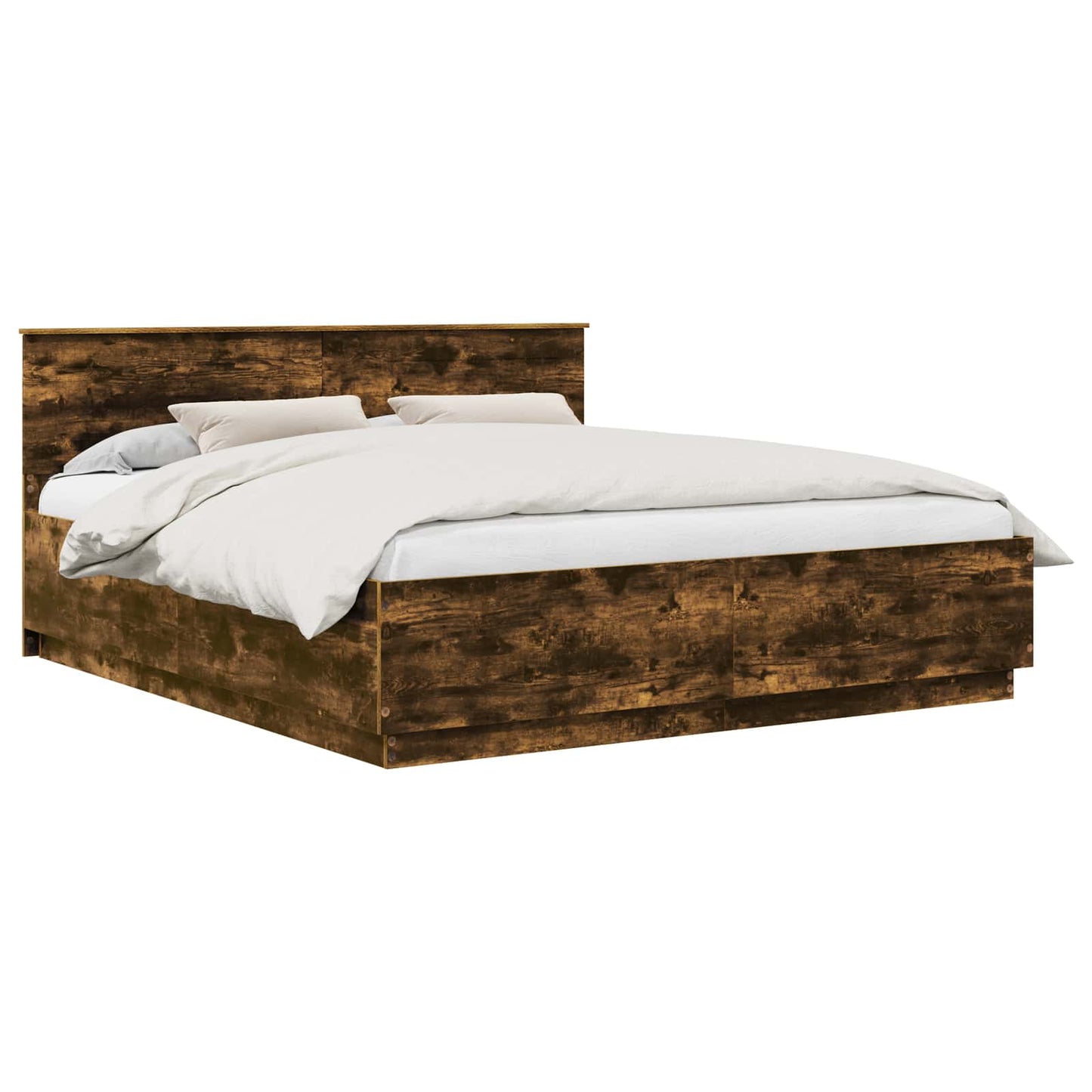 vidaXL Cadre de lit Chêne fumé 200 x 200 cm Bois d'ingénierie