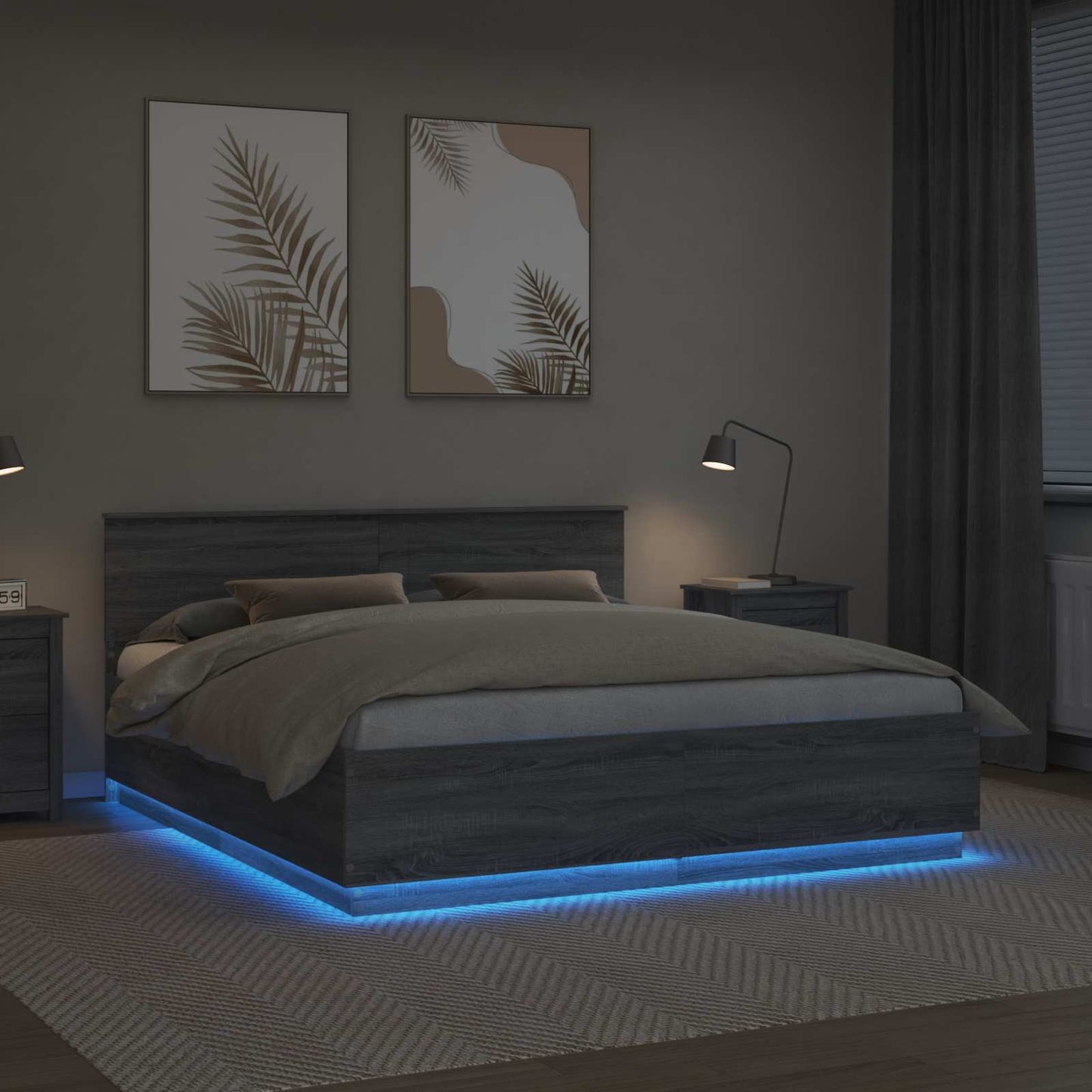 Bettrahmen Graues Sonoma 200 x 200 cm Holzwerkstoff