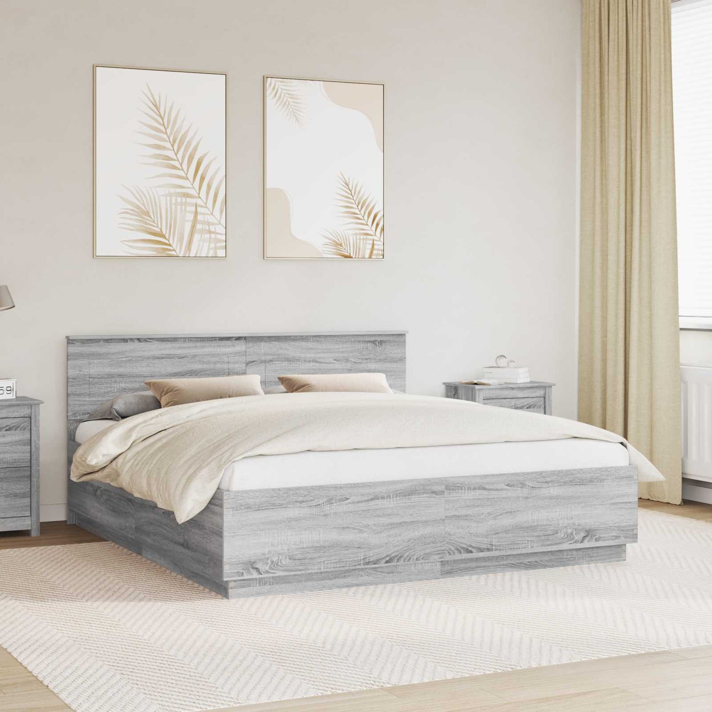 vidaXL Bettrahmen Graues Sonoma 180 x 200 cm Holzwerkstoff