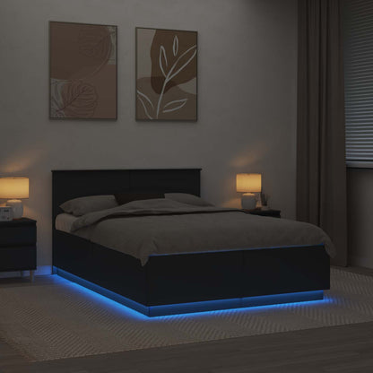 Bettrahmen mit Kopfteil Schwarz 150 x 200 cm Holzwerkstoff