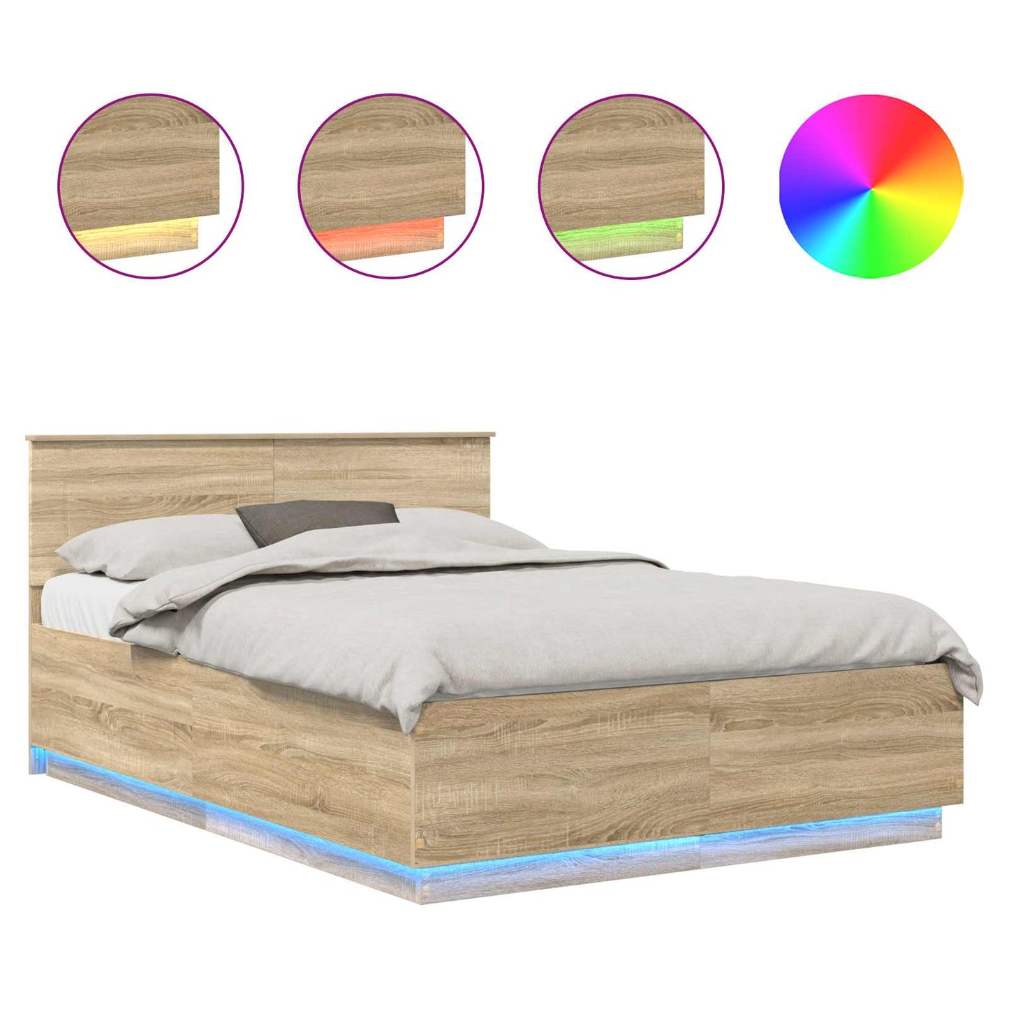 Bettrahmen mit Kopfteil Sonoma-Eiche 150 x 200 cm Holzwerkstoff