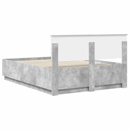 vidaXL Cadre de lit avec tête de lit gris béton 150 x 200 cm bois d'ingénierie