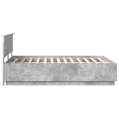 vidaXL Cadre de lit avec tête de lit gris béton 150 x 200 cm bois d'ingénierie
