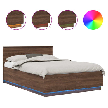 vidaXL Bettrahmen Braun Eichen-Optik 150 x 200 cm Holzwerkstoff