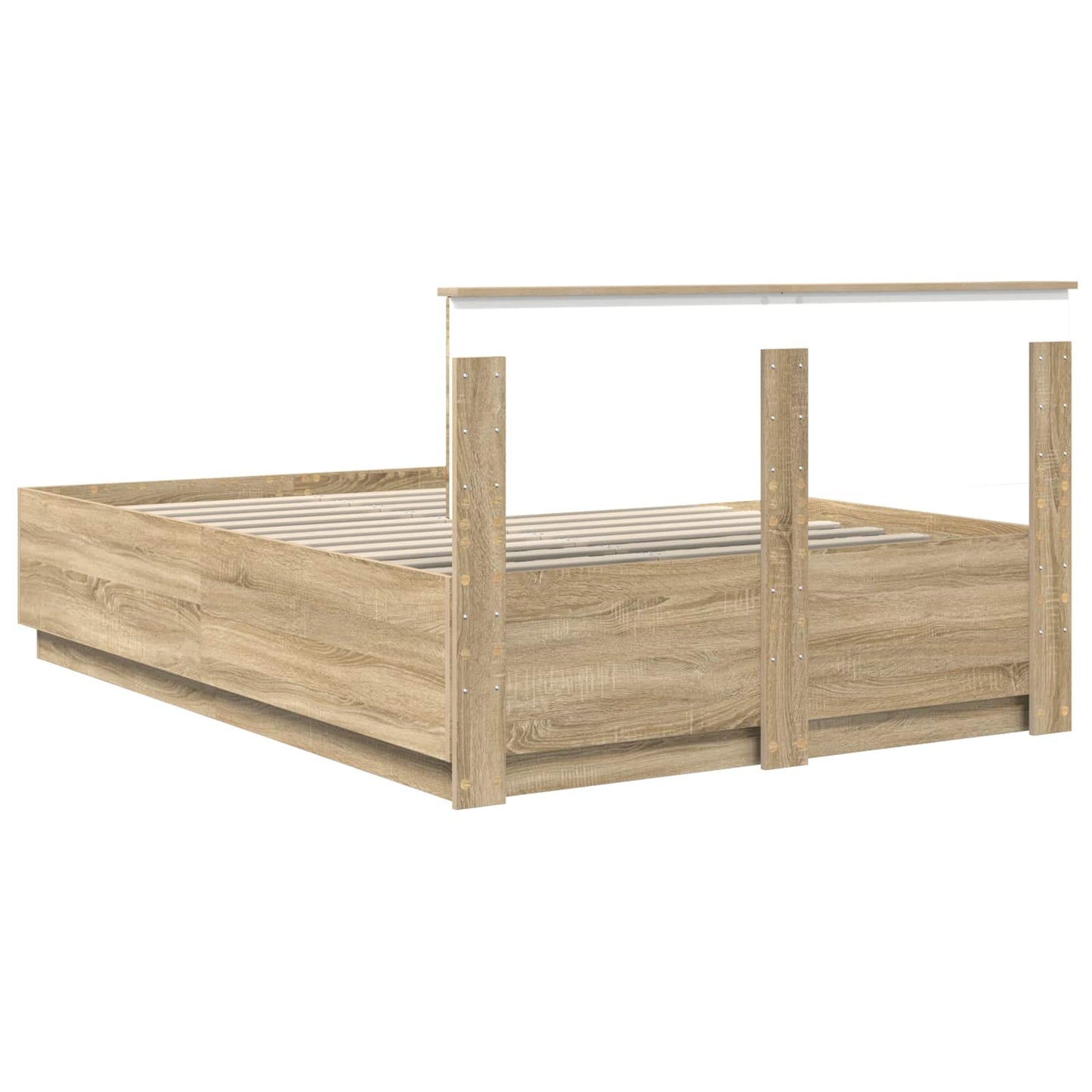 vidaXL Bettrahmen mit Kopfteil Sonoma-Eiche 140 x 190 cm Holzwerkstoff