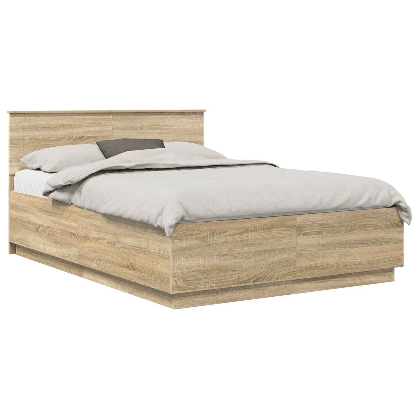 vidaXL Bettrahmen mit Kopfteil Sonoma-Eiche 140 x 190 cm Holzwerkstoff