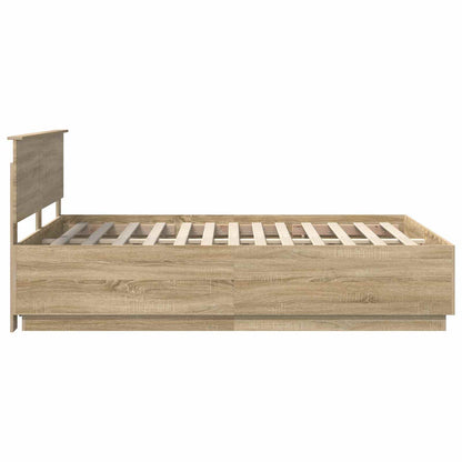 vidaXL Bettrahmen mit Kopfteil Sonoma-Eiche 140 x 190 cm Holzwerkstoff
