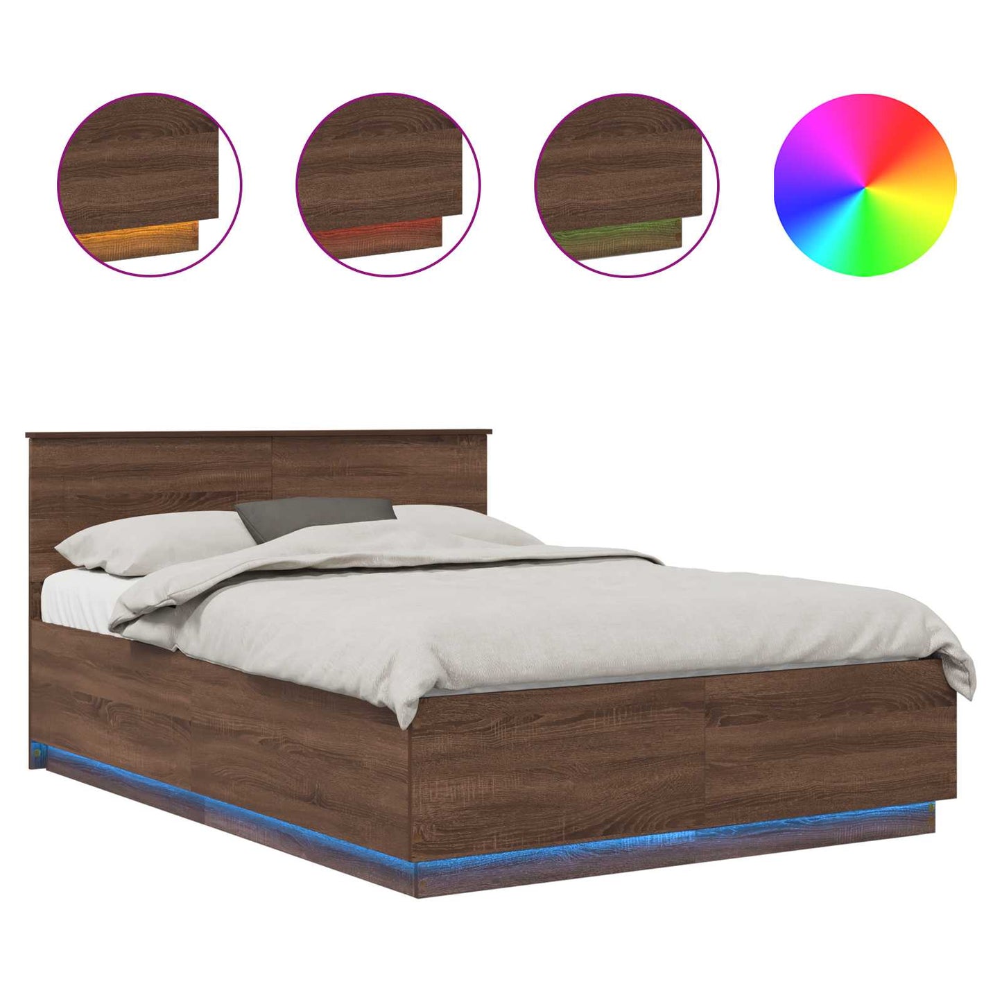 vidaXL Bettrahmen Braun Eichen-Optik 140 x 190 cm Holzwerkstoff
