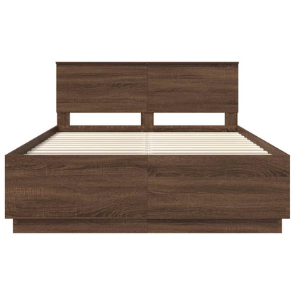 vidaXL Bettrahmen Braun Eichen-Optik 140 x 190 cm Holzwerkstoff