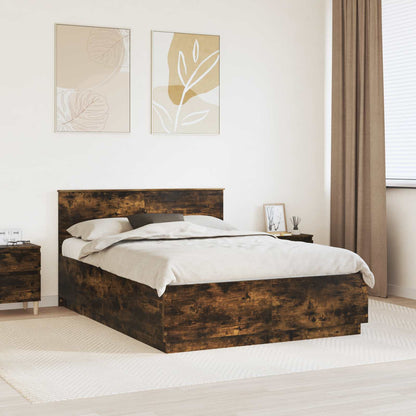 vidaXL Bettrahmen Geräucherte Eiche 140 x 200 cm Holzwerkstoff