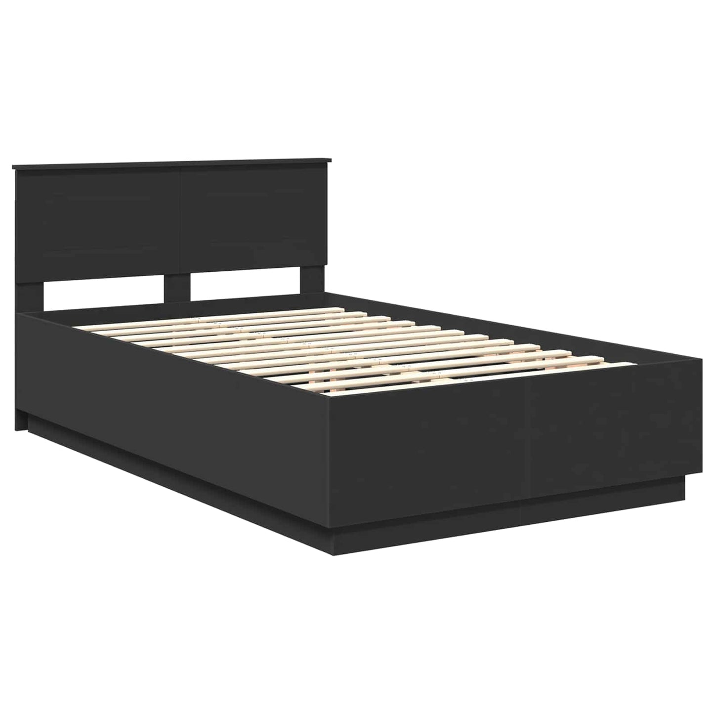 vidaXL Bettrahmen mit Kopfteil Schwarz 135 x 190 cm Holzwerkstoff
