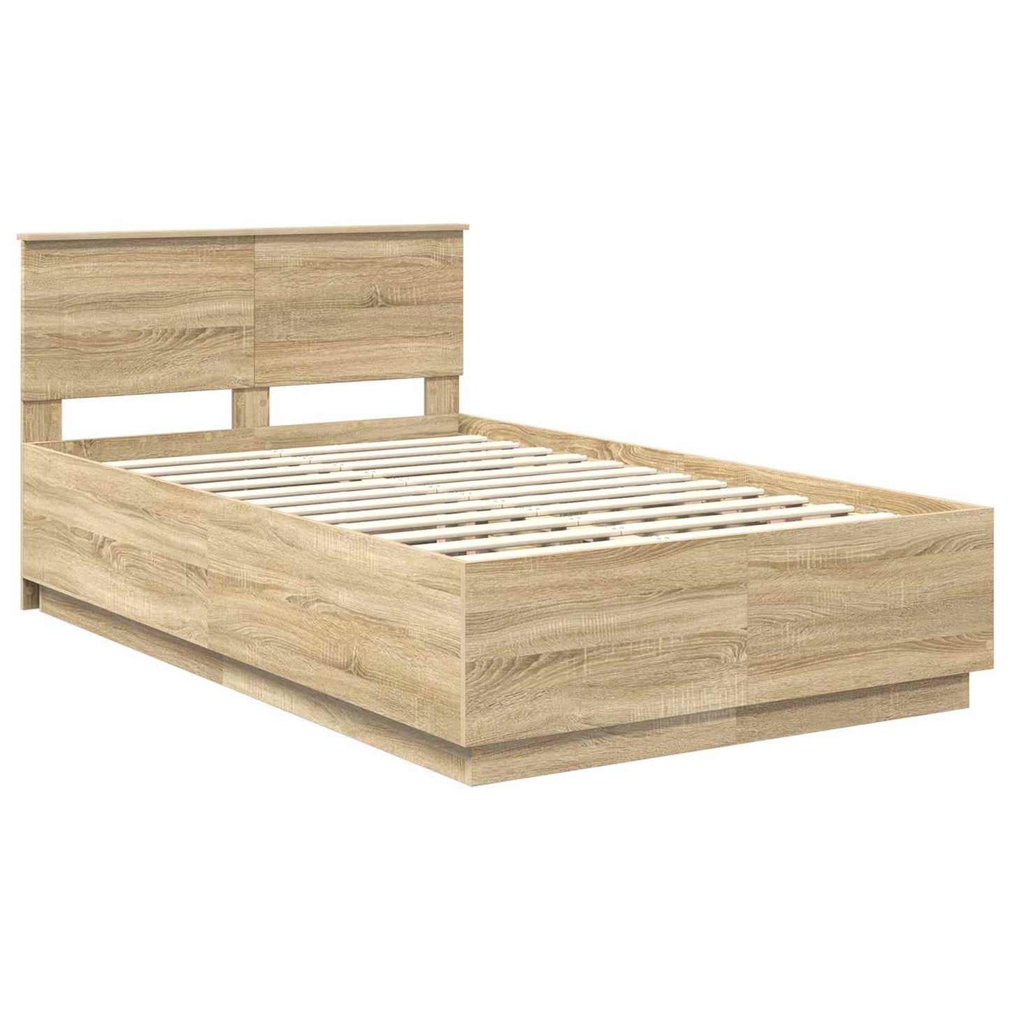 vidaXL Bettrahmen mit Kopfteil Sonoma-Eiche 135 x 190 cm Holzwerkstoff