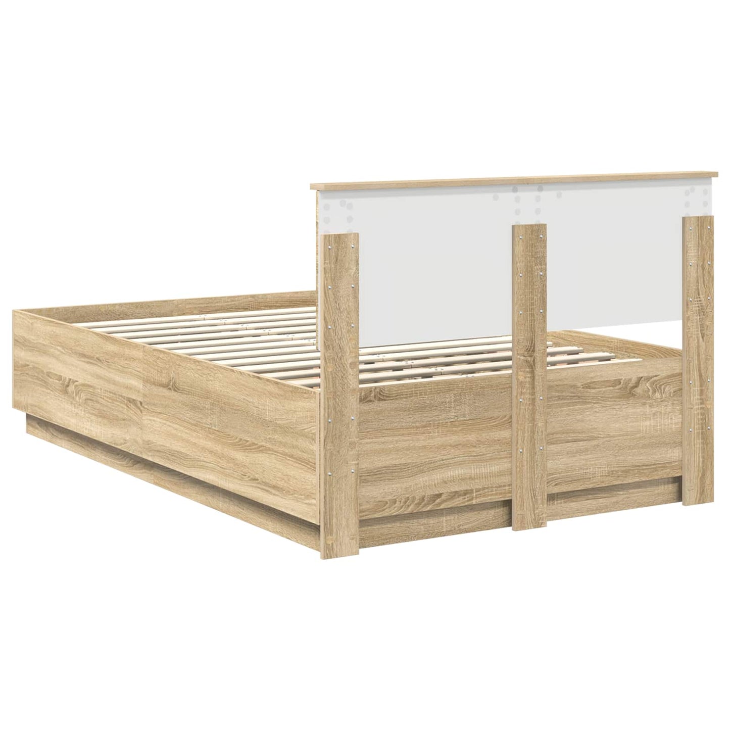 vidaXL Bettrahmen mit Kopfteil Sonoma-Eiche 135 x 190 cm Holzwerkstoff