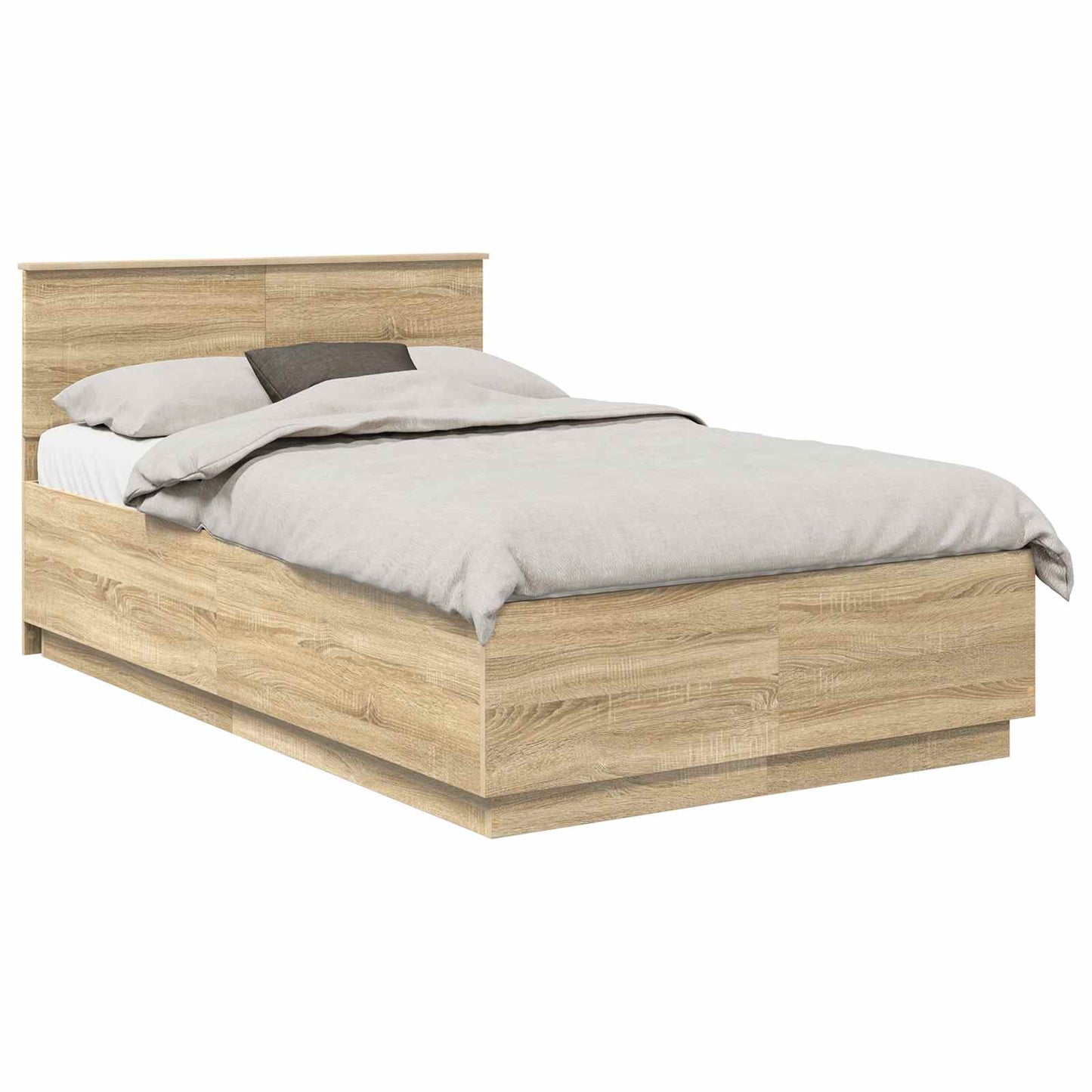 vidaXL Bettrahmen mit Kopfteil Sonoma-Eiche 135 x 190 cm Holzwerkstoff